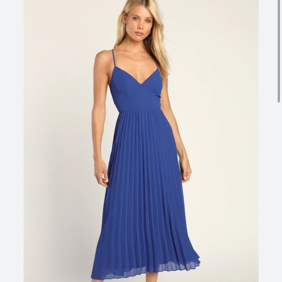 Lulus Perfectly Passionate royal blue chiffon midi dress- Women’s XS - Picture 1 of 5